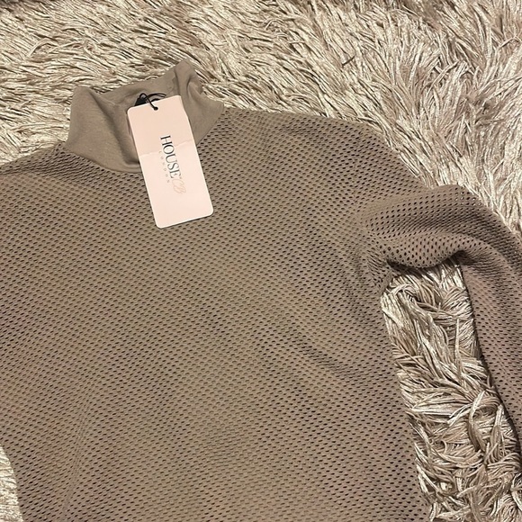 Nwt House London Dark Tan Fishnet Long‎ Sleeve Bodysuit size M/L - Picture 6 of 11